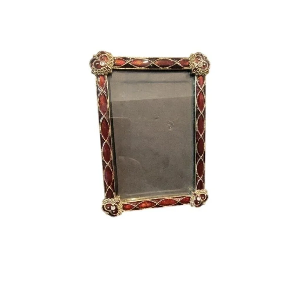 Ornate Red and Gold-Tone Metal‎ Picture Frame - 6.5